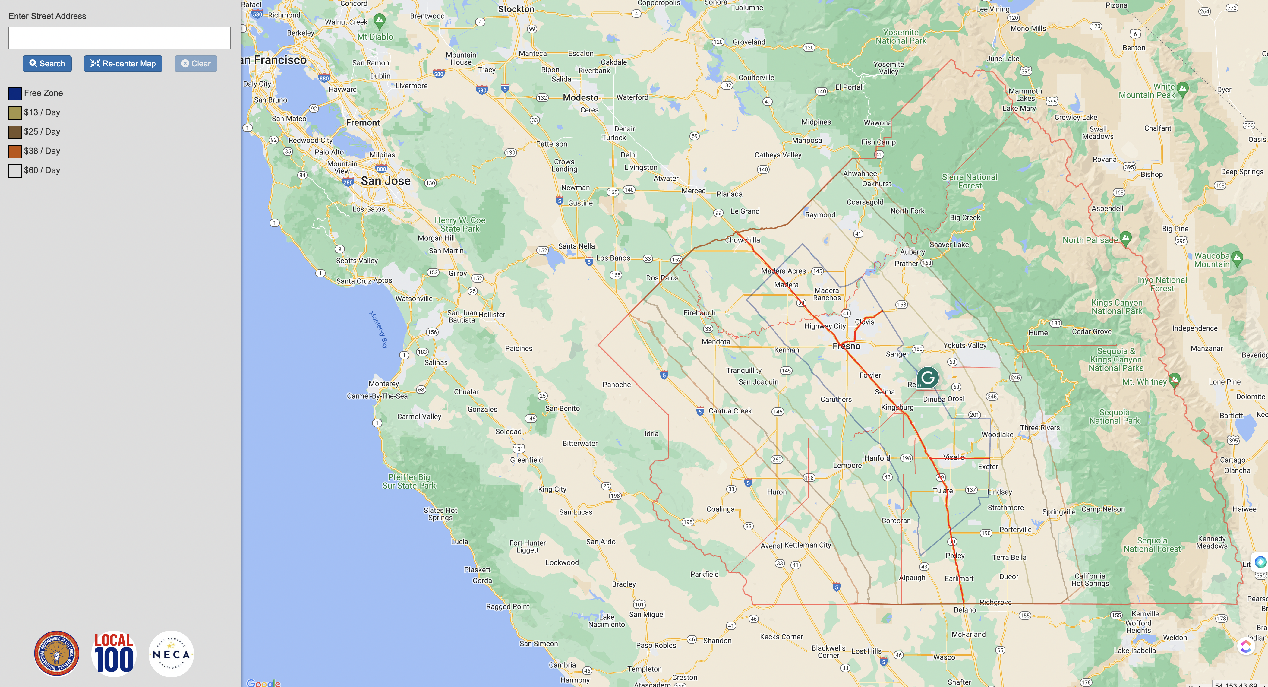 Fresno JATC Wage-Rates Map Graphic